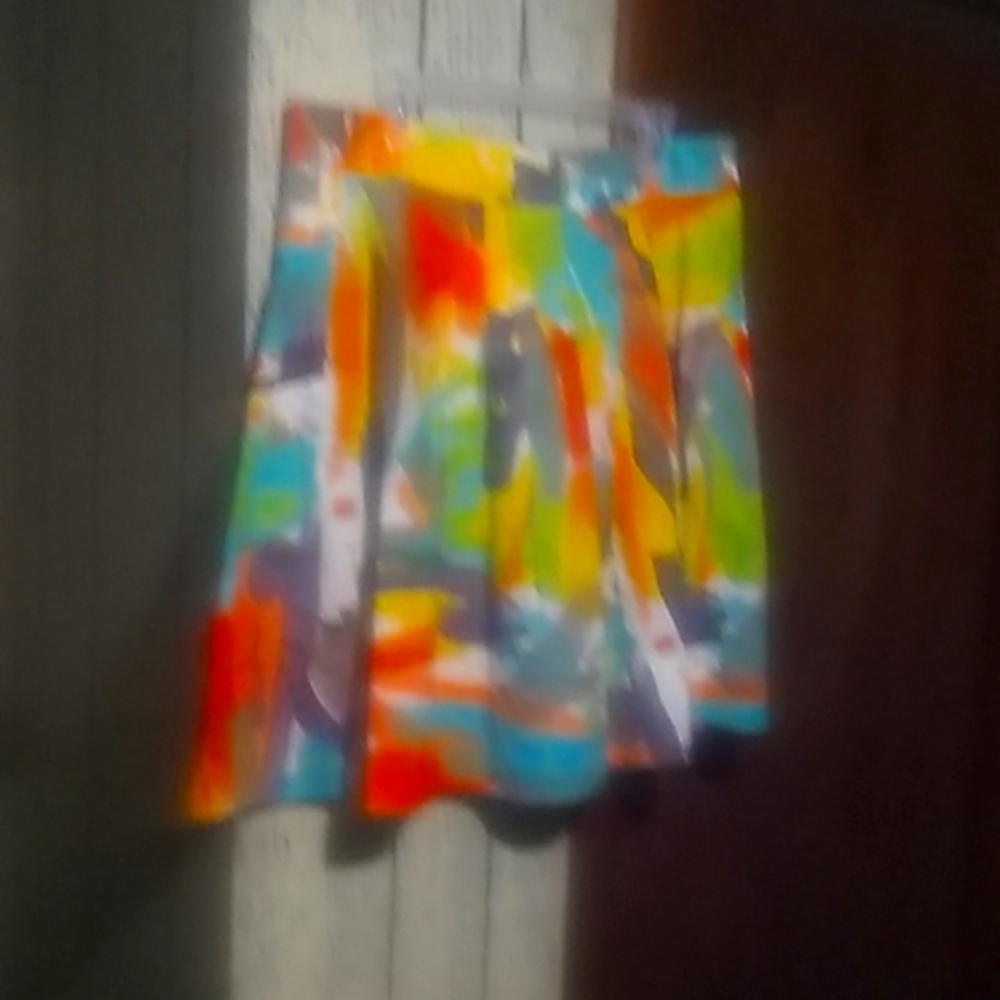 Orange white and yellow flared skirt
